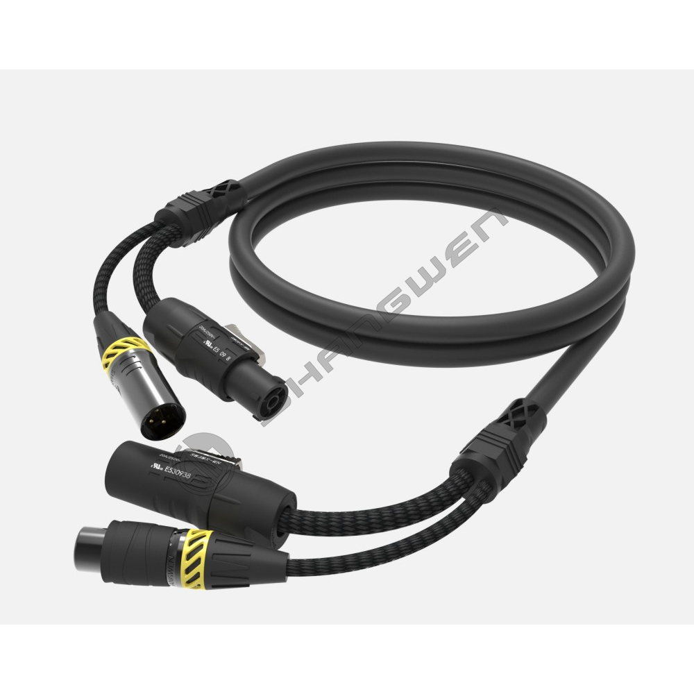 Black outdoor Power+XLR combination cable